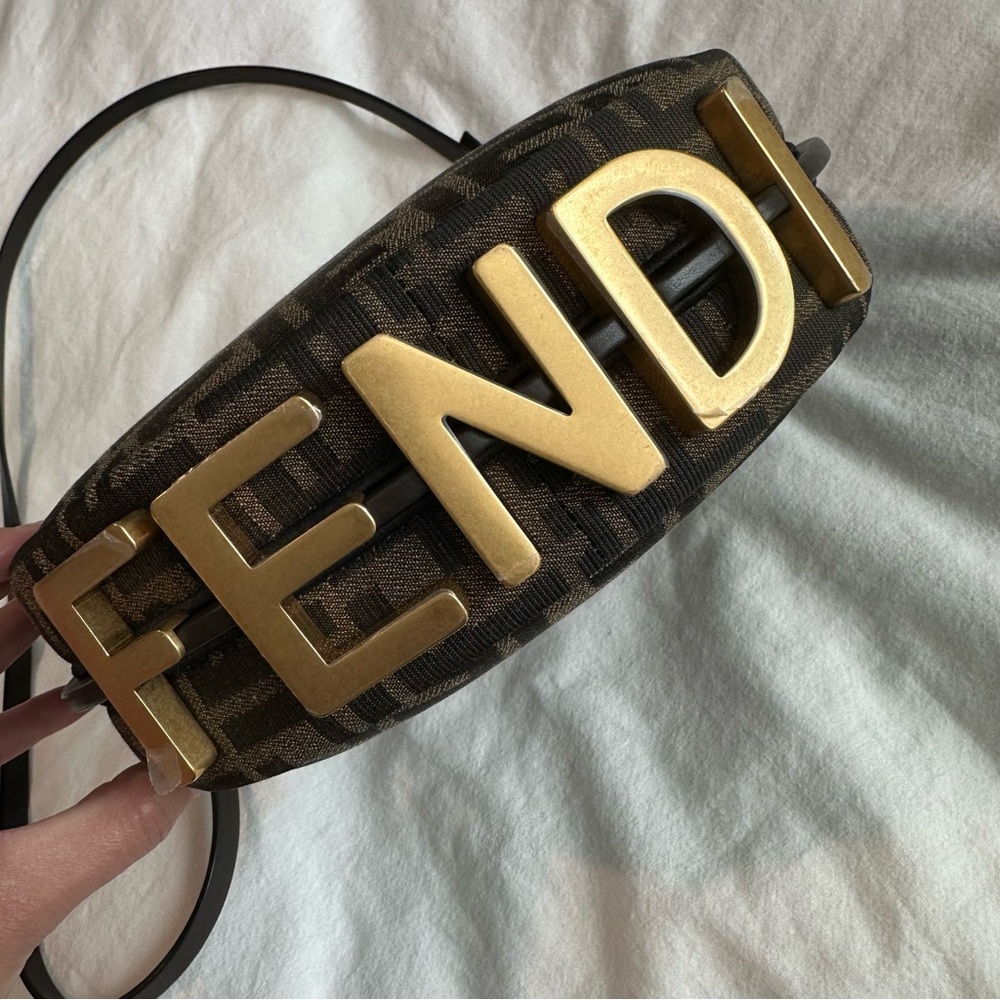 FENDI Authentic Fendigraphy Mini Brown FF Jacquard Mini hobo Bag Designer - Picture 14 of 15